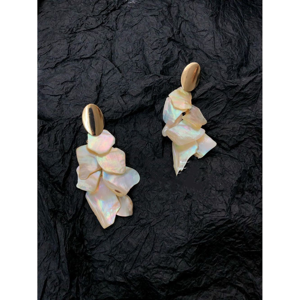Iridescent Shell Cascade Stud Earrings — shell earrings, view 3