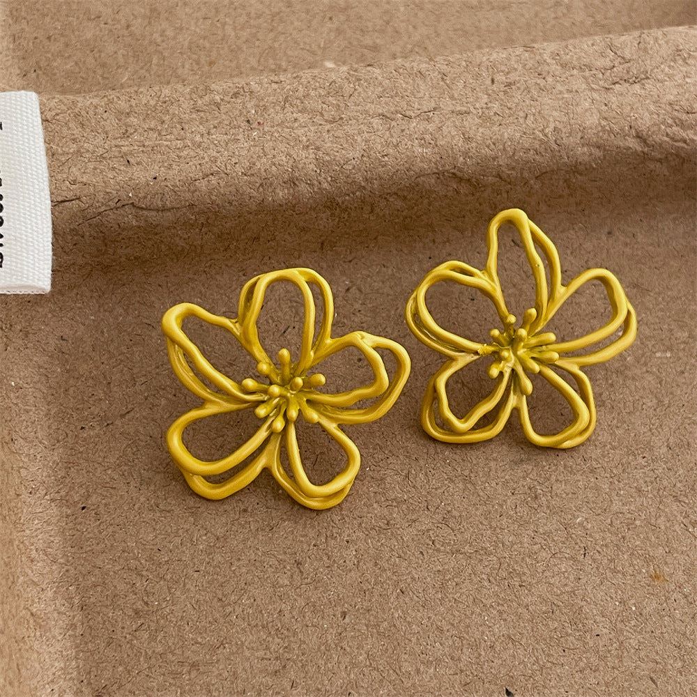 Enamel Flower Stud Earrings — earrings, view 4