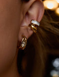 Cubic Zirconia C-Shaped Stud Earrings — gold earrings