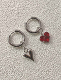 Heart Pendant Dangle Hoop Earrings — earrings