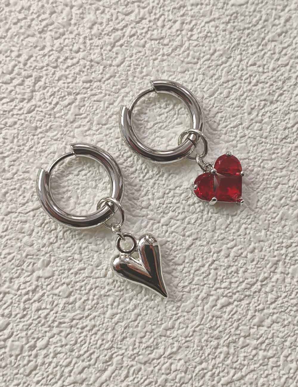 Heart Pendant Dangle Hoop Earrings — earrings