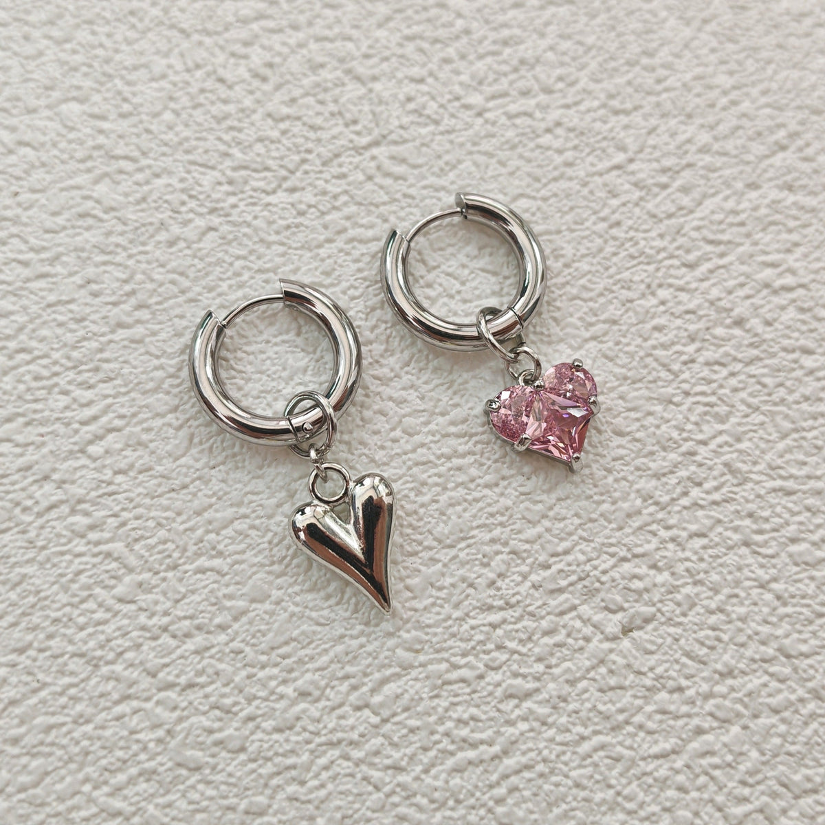 Heart Pendant Dangle Hoop Earrings — earrings, view 4