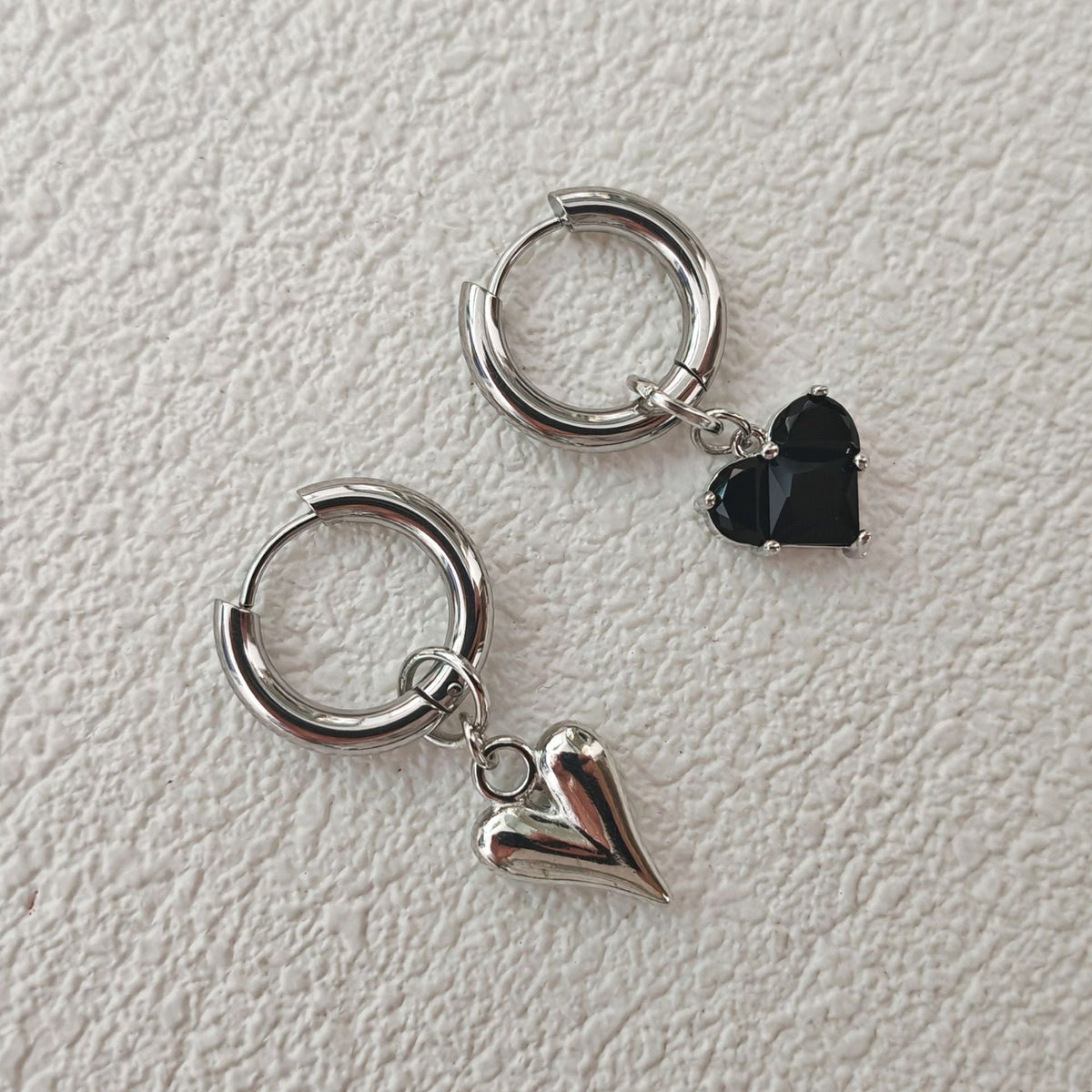 Heart Pendant Dangle Hoop Earrings — earrings, view 6