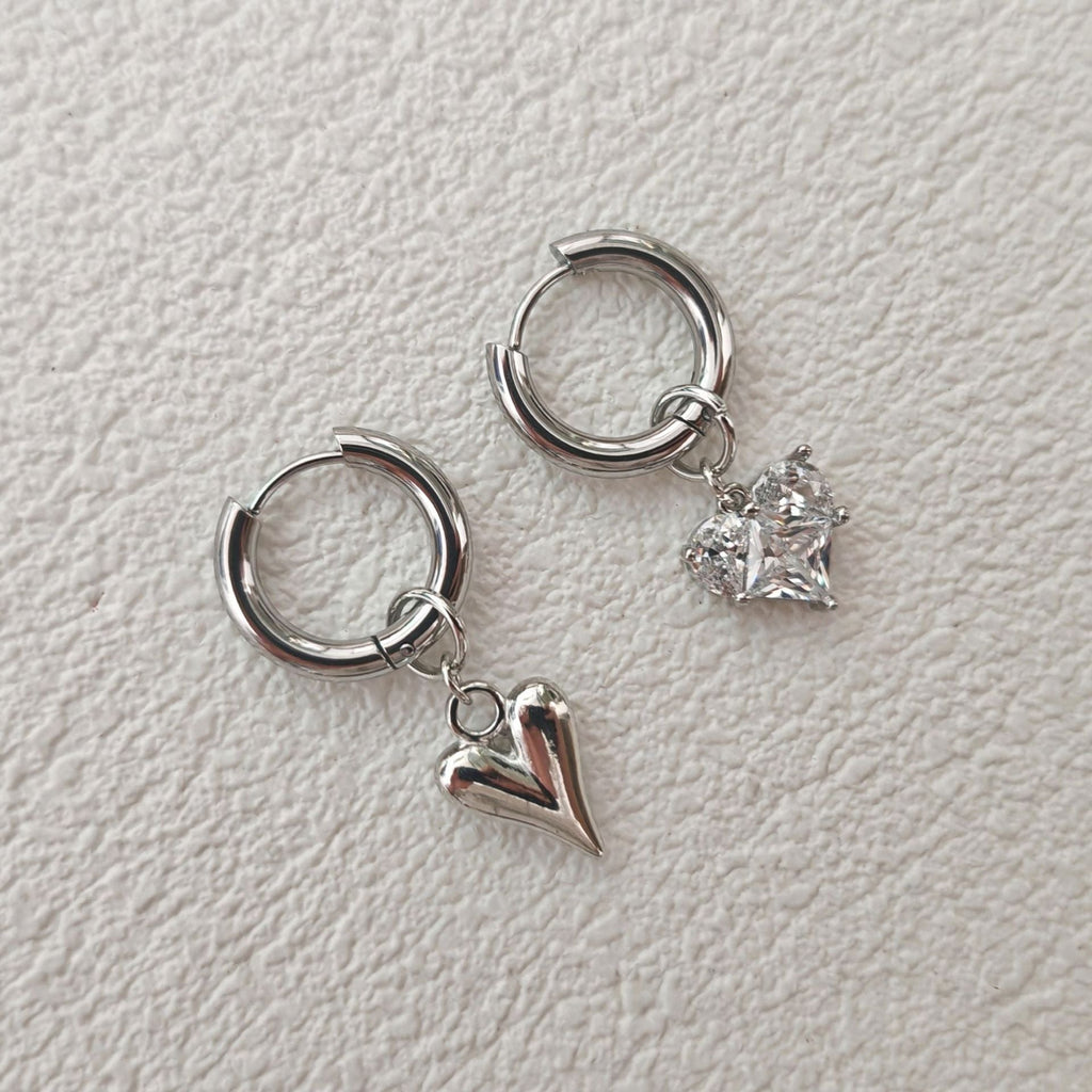 Heart Pendant Dangle Hoop Earrings — earrings, view 7