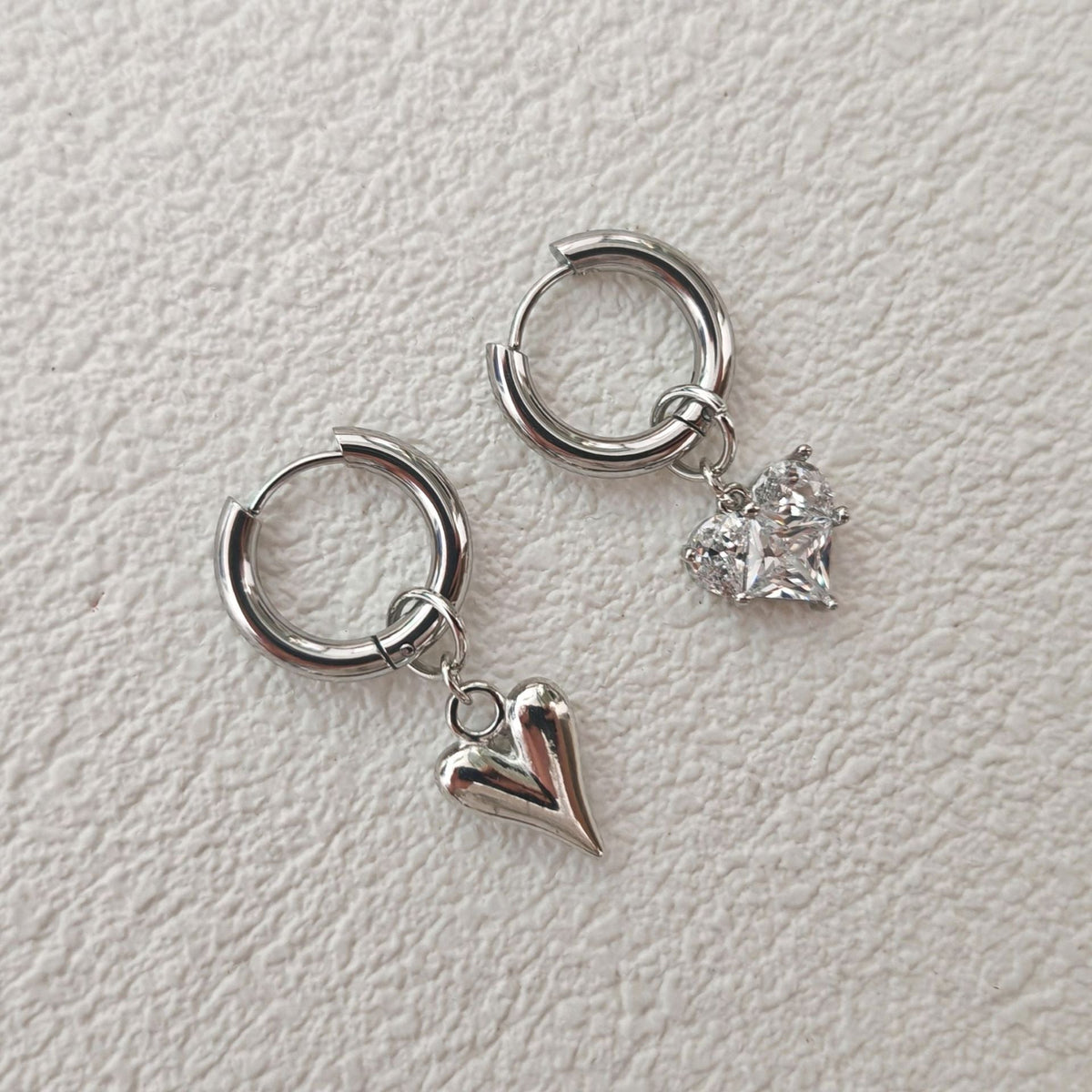 Heart Pendant Dangle Hoop Earrings — earrings, view 7