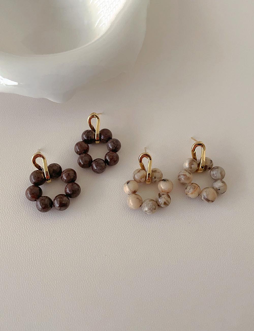 Round Agate Stud Earrings — earrings