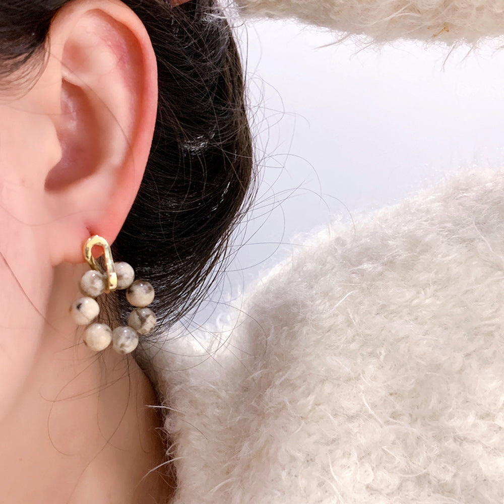 Round Agate Stud Earrings — earrings, view 2