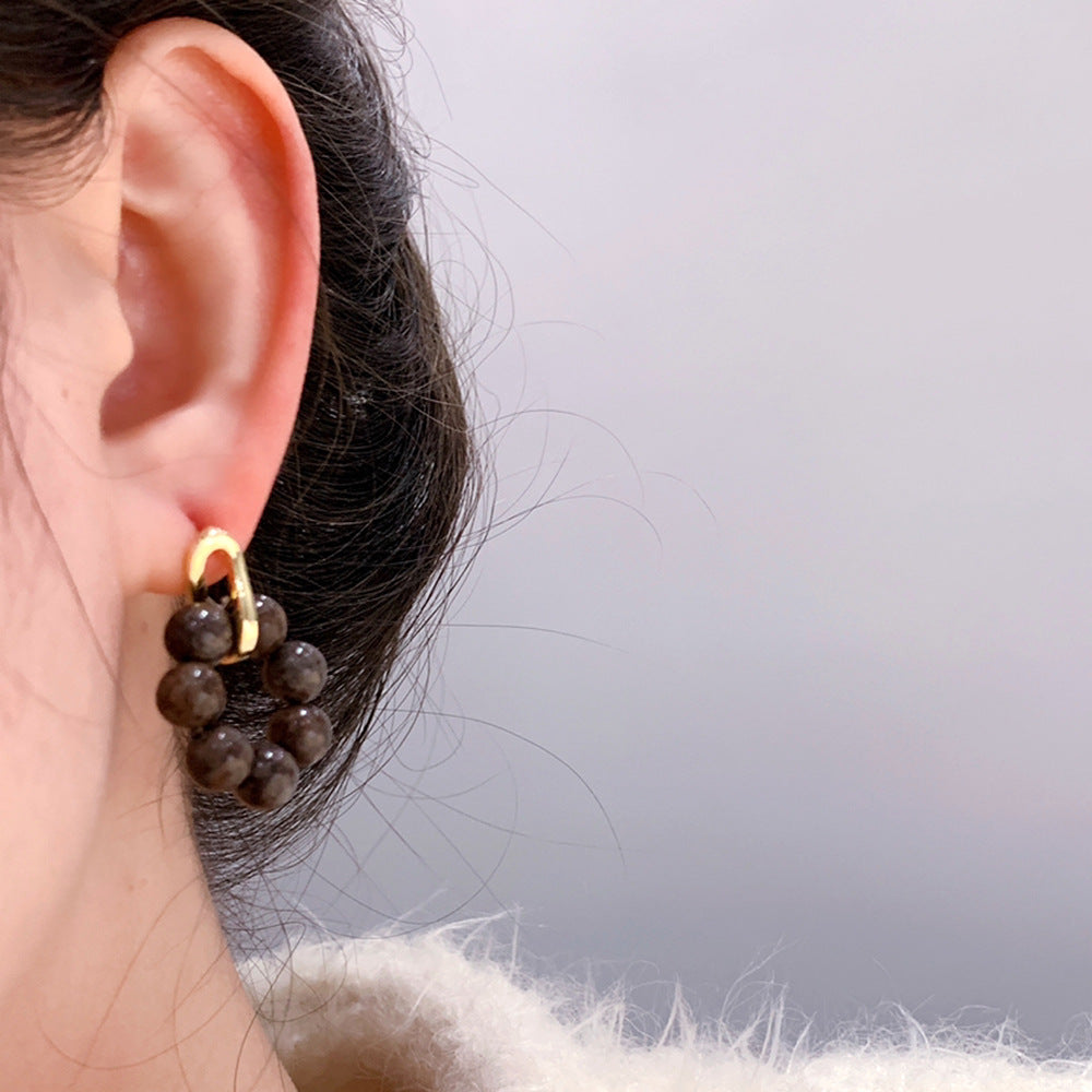 Round Agate Stud Earrings — earrings, view 3