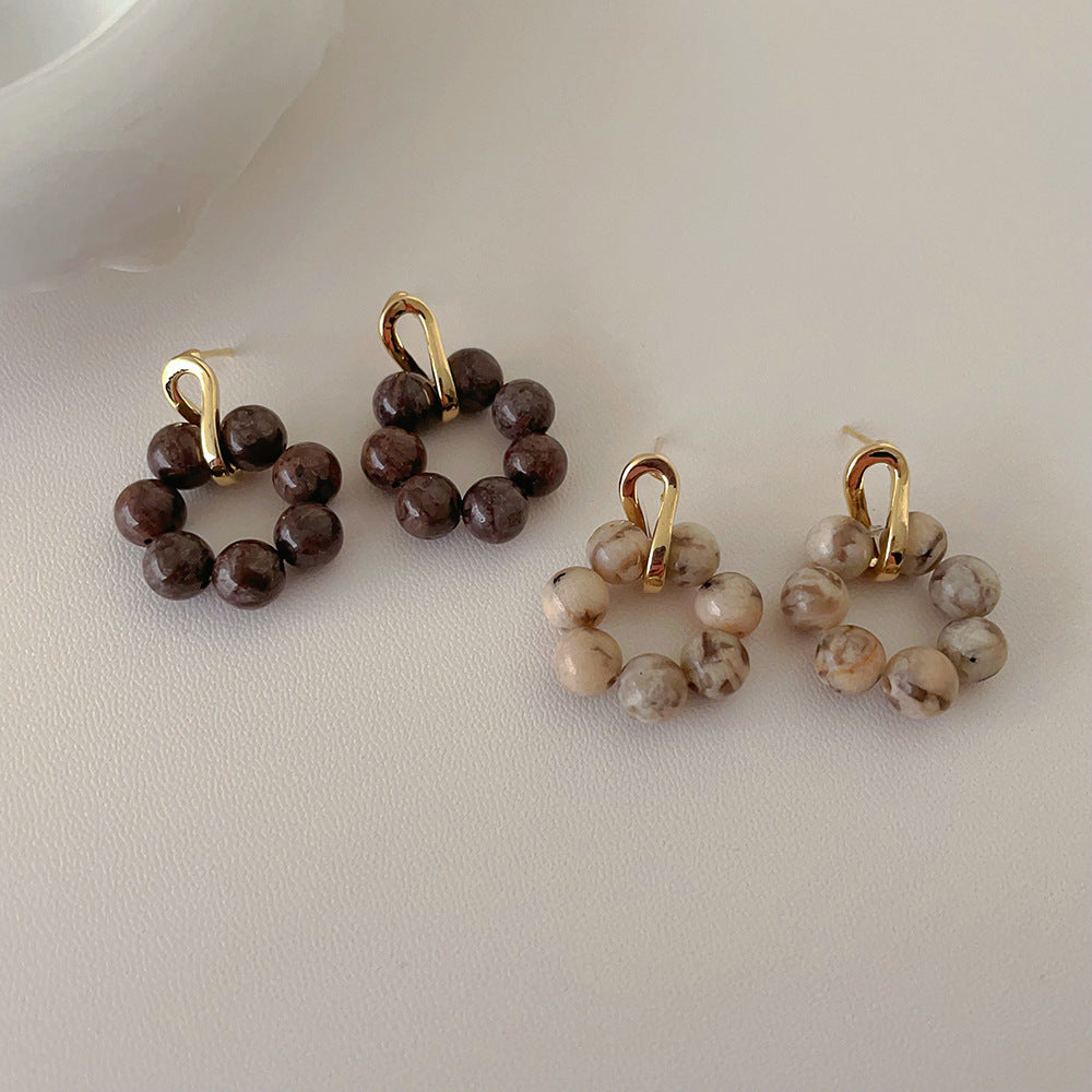 Round Agate Stud Earrings — earrings, view 4