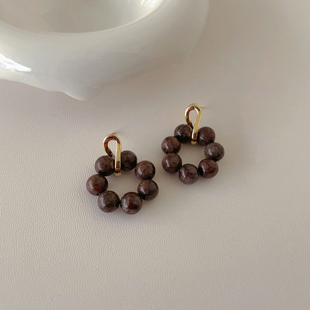 Round Agate Stud Earrings — earrings, view 5