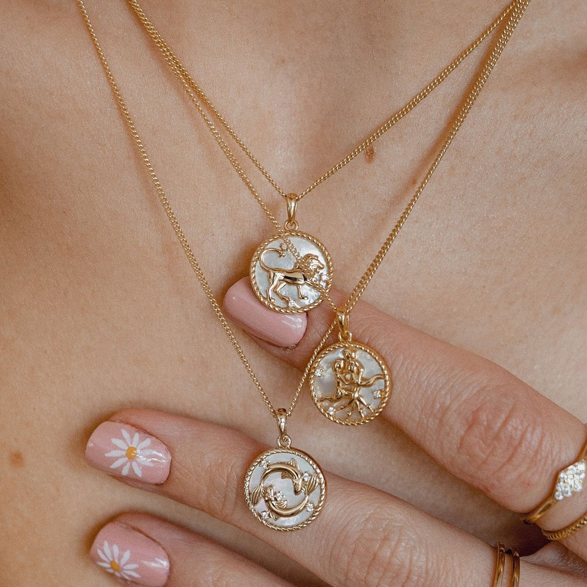 Zodiac Coin Pendant Necklace — necklace, view 3