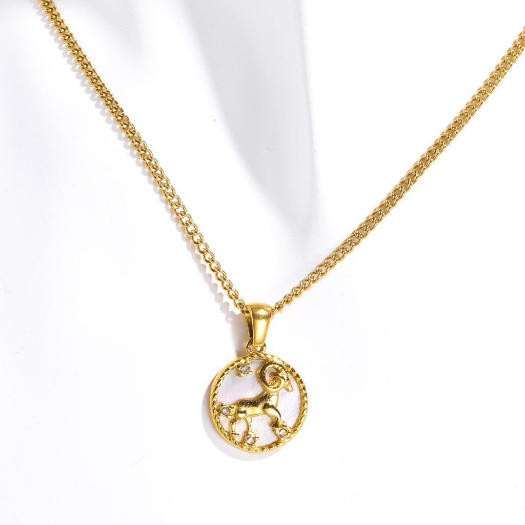 Zodiac Coin Pendant Necklace — necklace, view 6