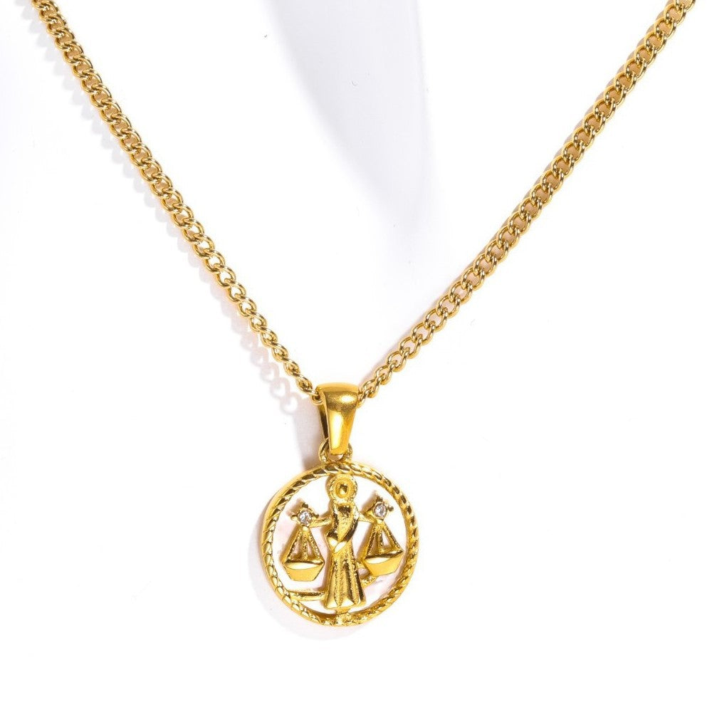 Zodiac Coin Pendant Necklace — necklace, view 12