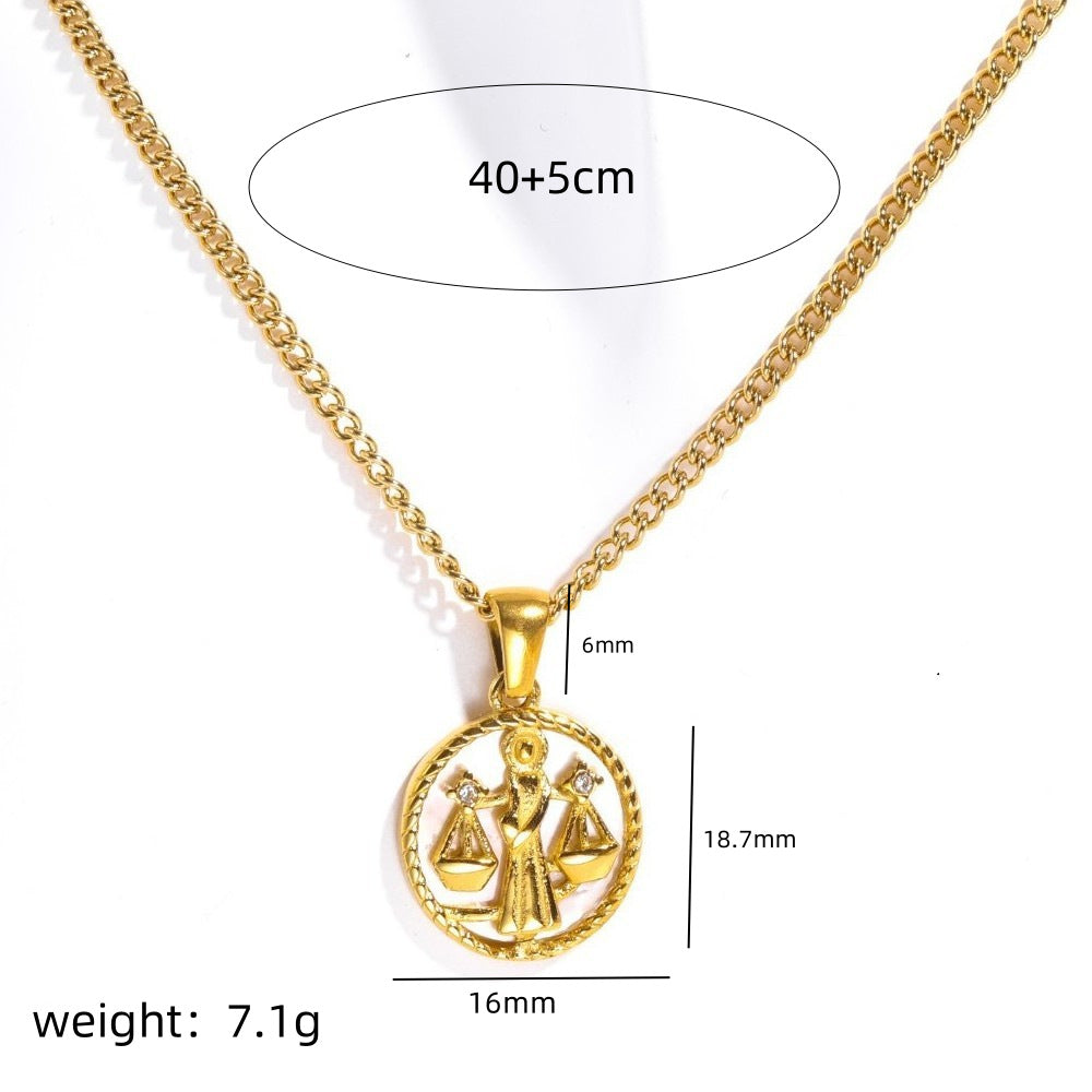 Zodiac Coin Pendant Necklace — necklace, view 13