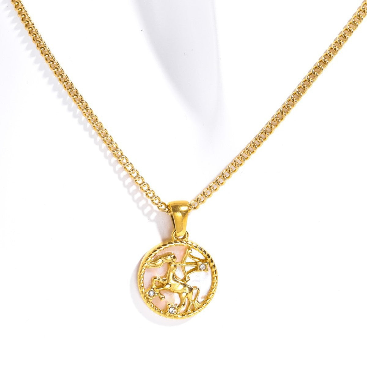 Zodiac Coin Pendant Necklace — necklace, view 15