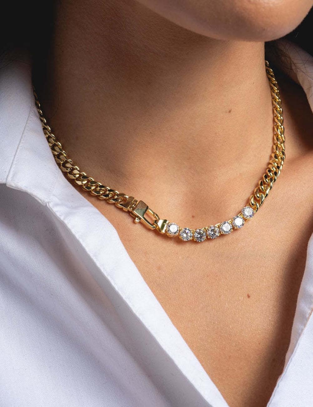 Punk Style Rhinestone Choker — necklace