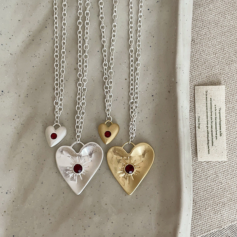Red Zirconia Heart Choker — necklace, view 2