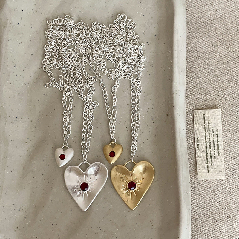 Red Zirconia Heart Choker — necklace, view 3