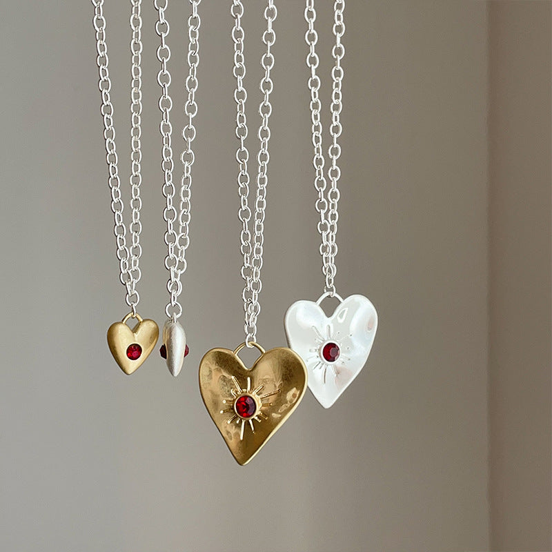 Red Zirconia Heart Choker — necklace, view 4