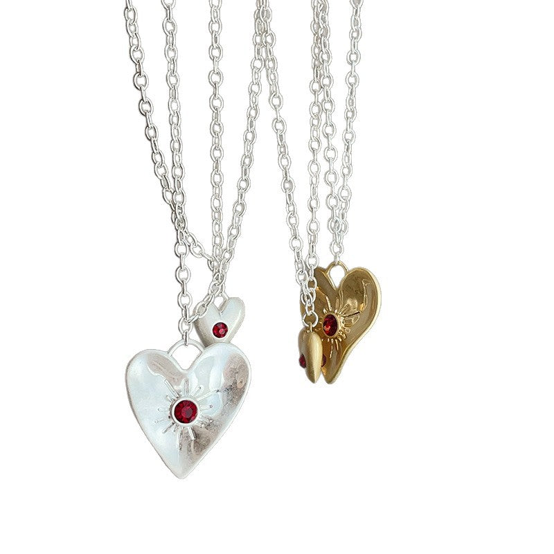 Red Zirconia Heart Choker — necklace, view 5