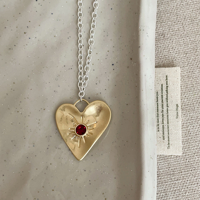 Red Zirconia Heart Choker — necklace, view 6