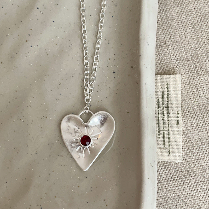 Red Zirconia Heart Choker — necklace, view 7