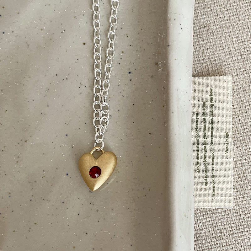 Red Zirconia Heart Choker — necklace, view 8