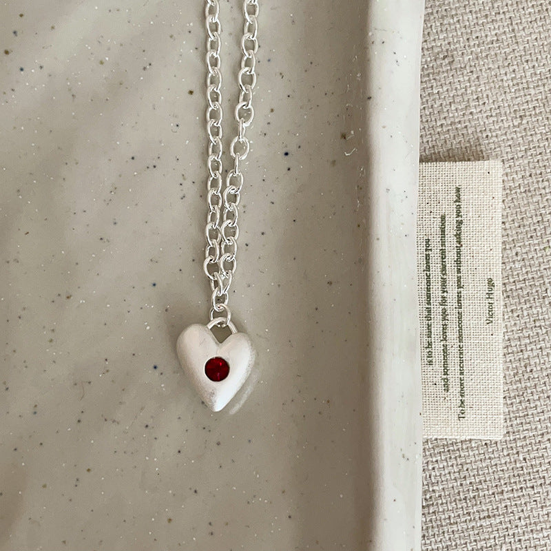 Red Zirconia Heart Choker — necklace, view 9