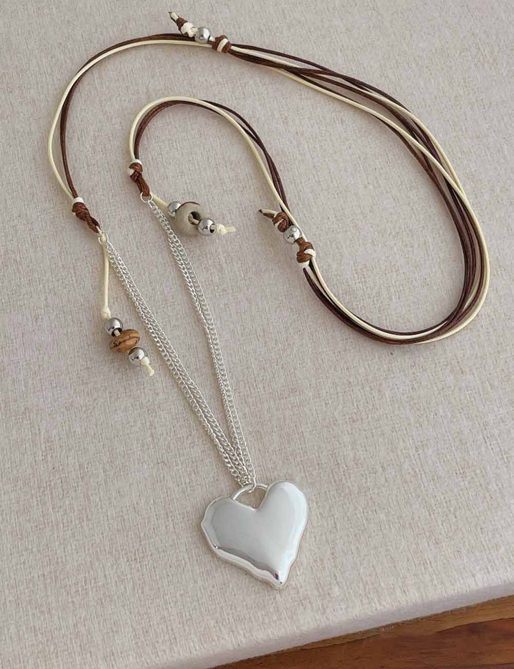 Rope Braided Heart Necklace — silver necklace