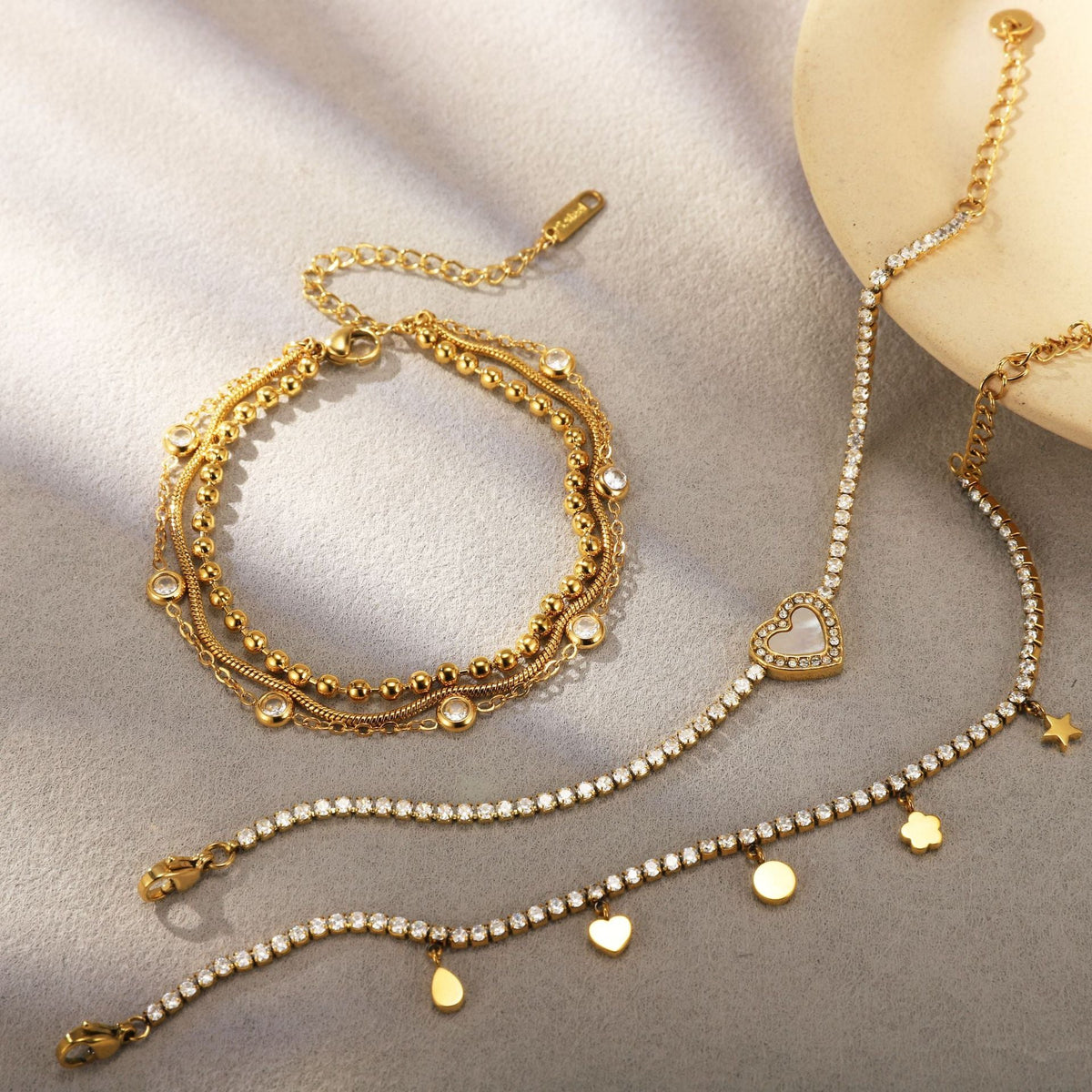 Zirconia Charm Layering Bracelet — bracelet, view 4