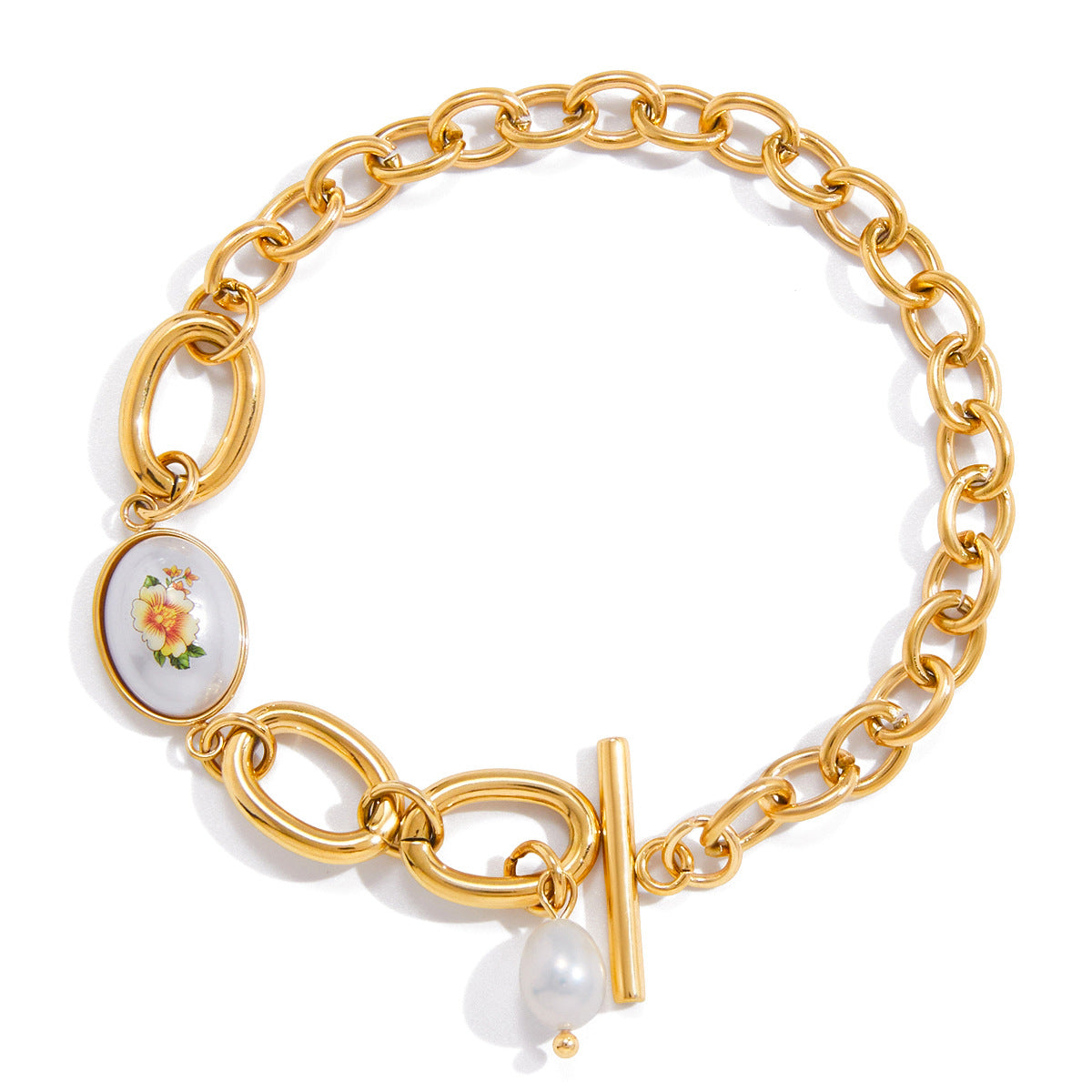 Chunky Splice Chain Bracelet — gold bracelet, view 5