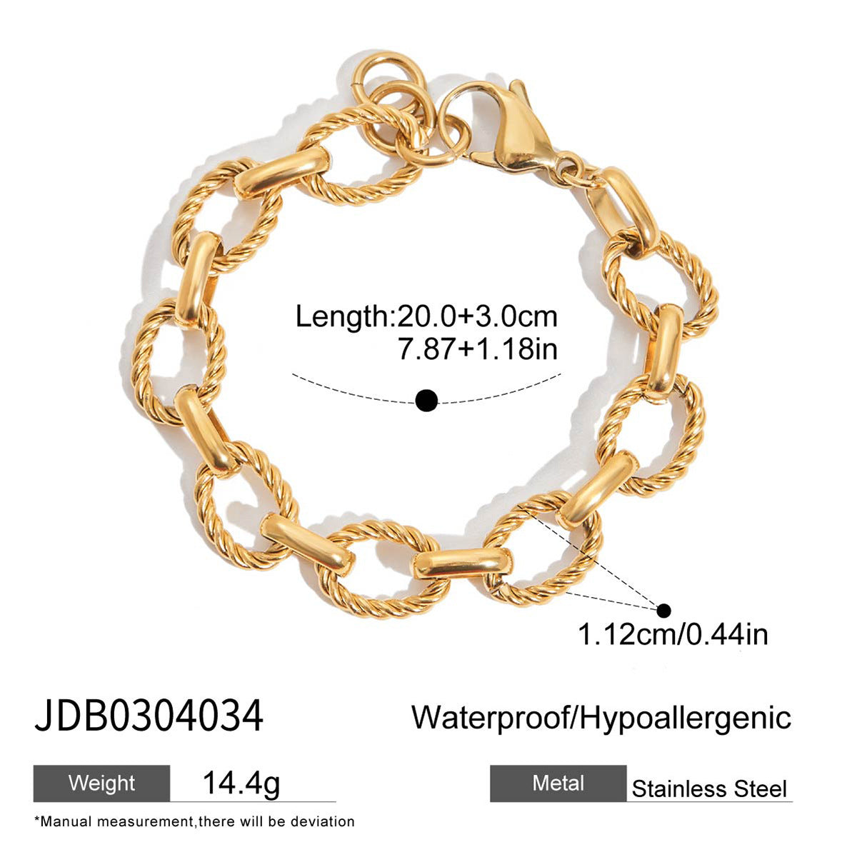 Chunky Splice Chain Bracelet — gold bracelet, view 10