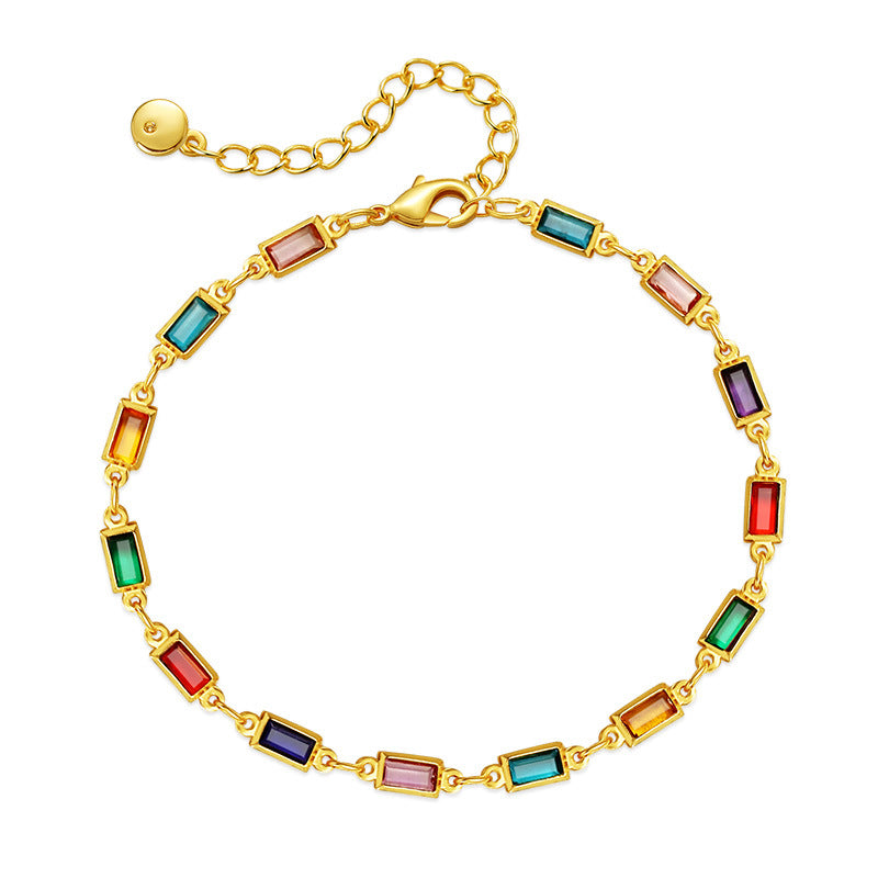 Multi-Colour Gold Chain Bracelet — colorful bracelet, view 2