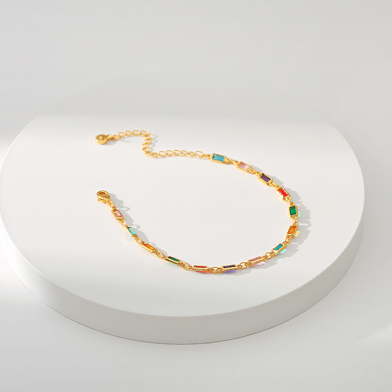 Multi-Colour Gold Chain Bracelet — colorful bracelet, view 3