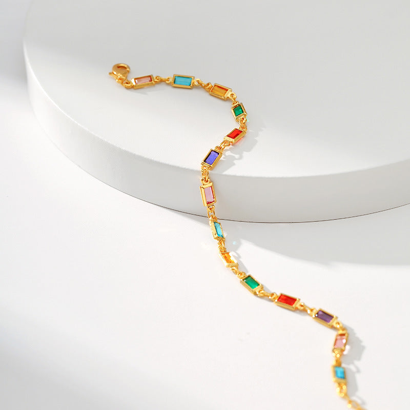 Multi-Colour Gold Chain Bracelet — colorful bracelet, view 5