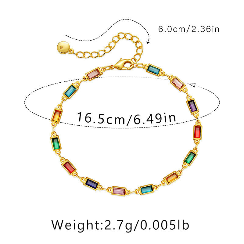 Multi-Colour Gold Chain Bracelet — colorful bracelet, view 6