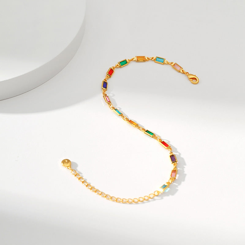 Multi-Colour Gold Chain Bracelet — colorful bracelet, view 7