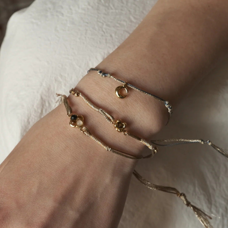 Heart Pendant Braided Bracelet — bracelet, view 2