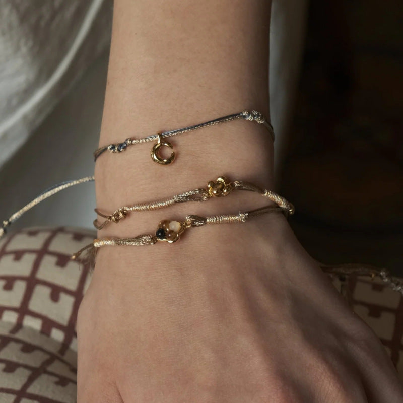 Heart Pendant Braided Bracelet — bracelet, view 3