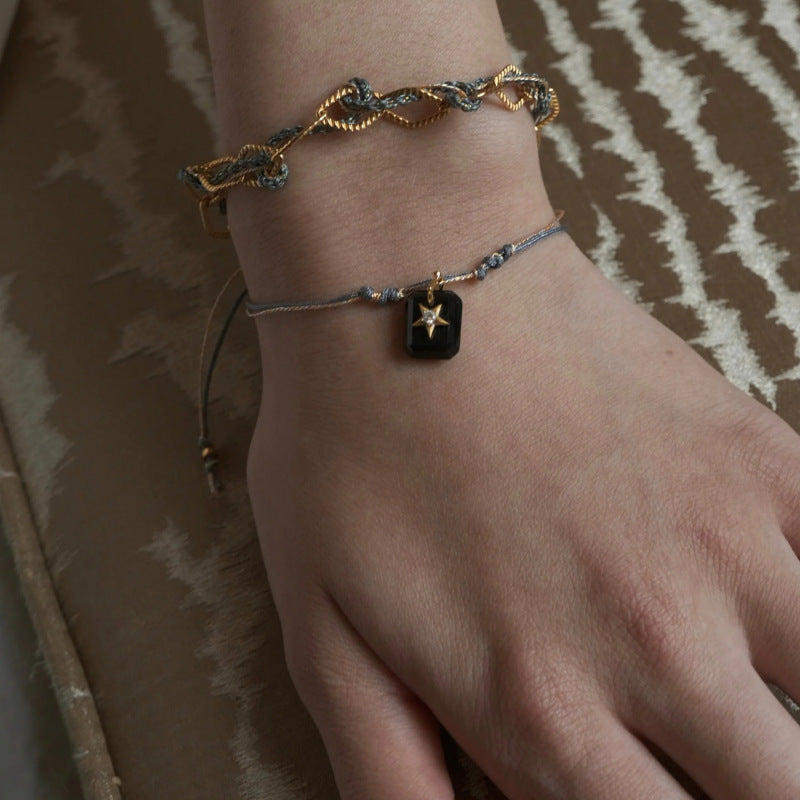 Heart Pendant Braided Bracelet — bracelet, view 4
