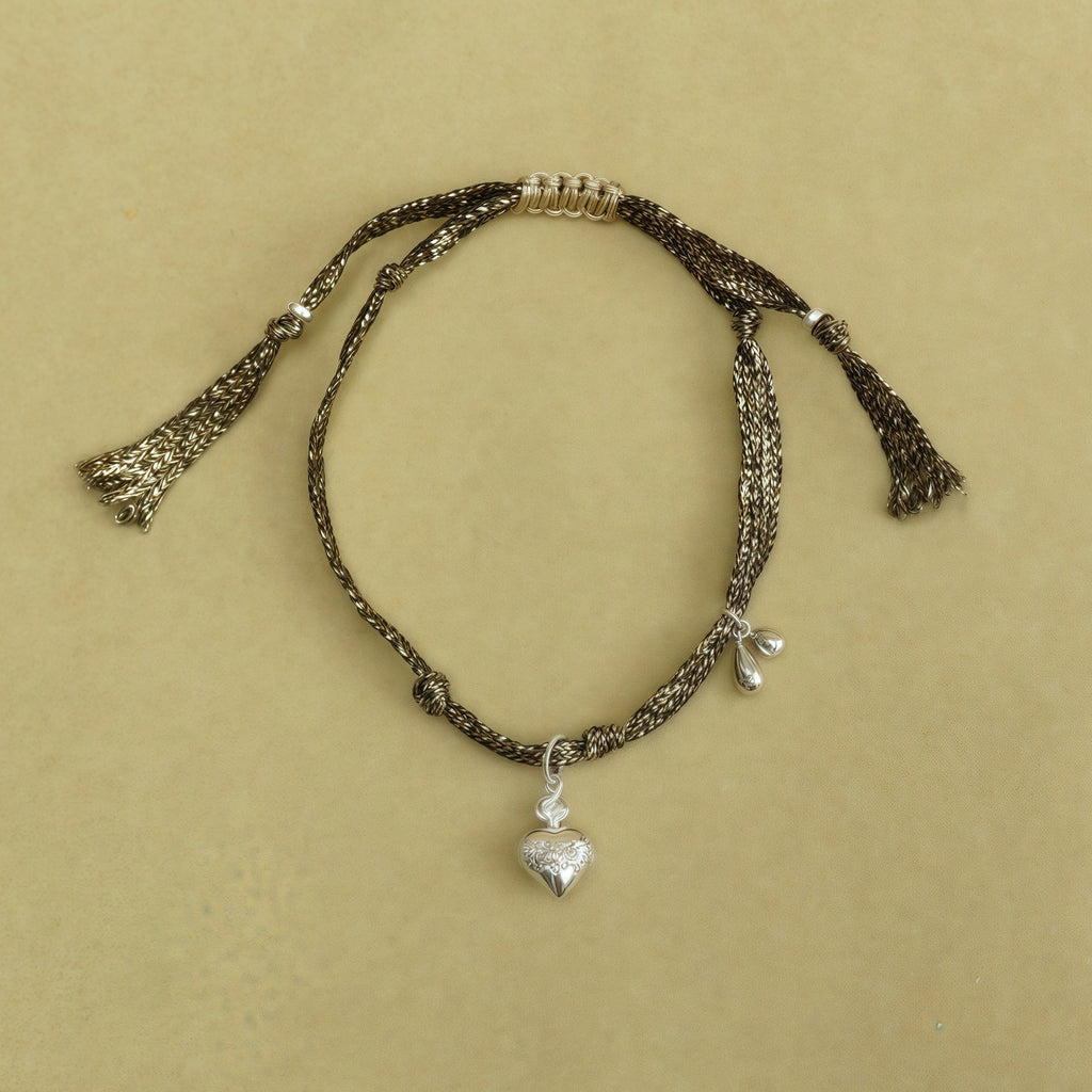 Heart Pendant Braided Bracelet — bracelet, view 12