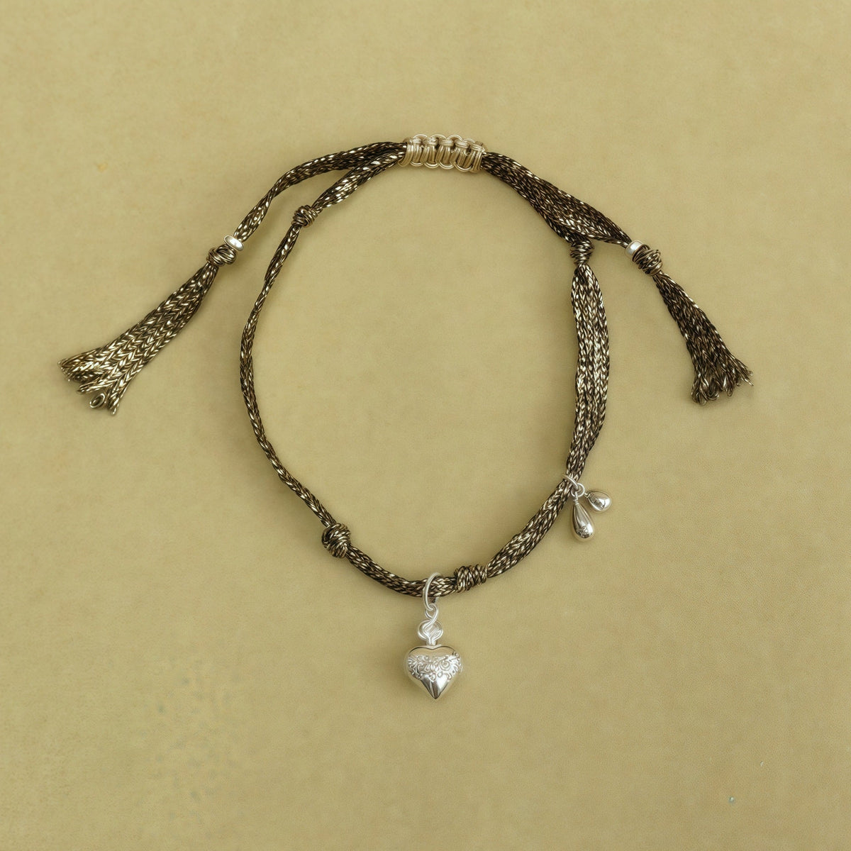 Heart Pendant Braided Bracelet — bracelet, view 12