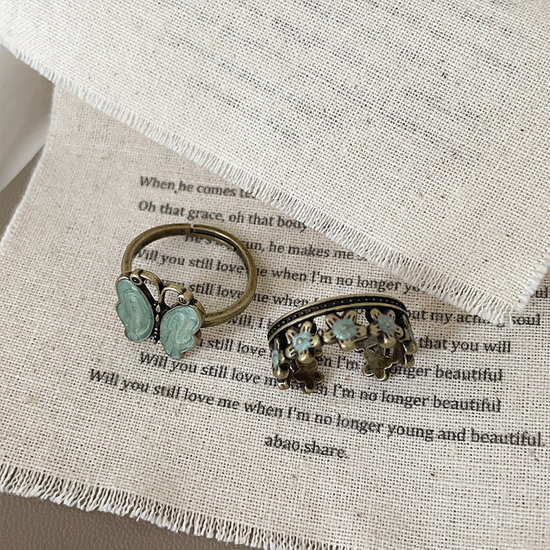 Enamel Butterfly Flower Ring — ring, view 2