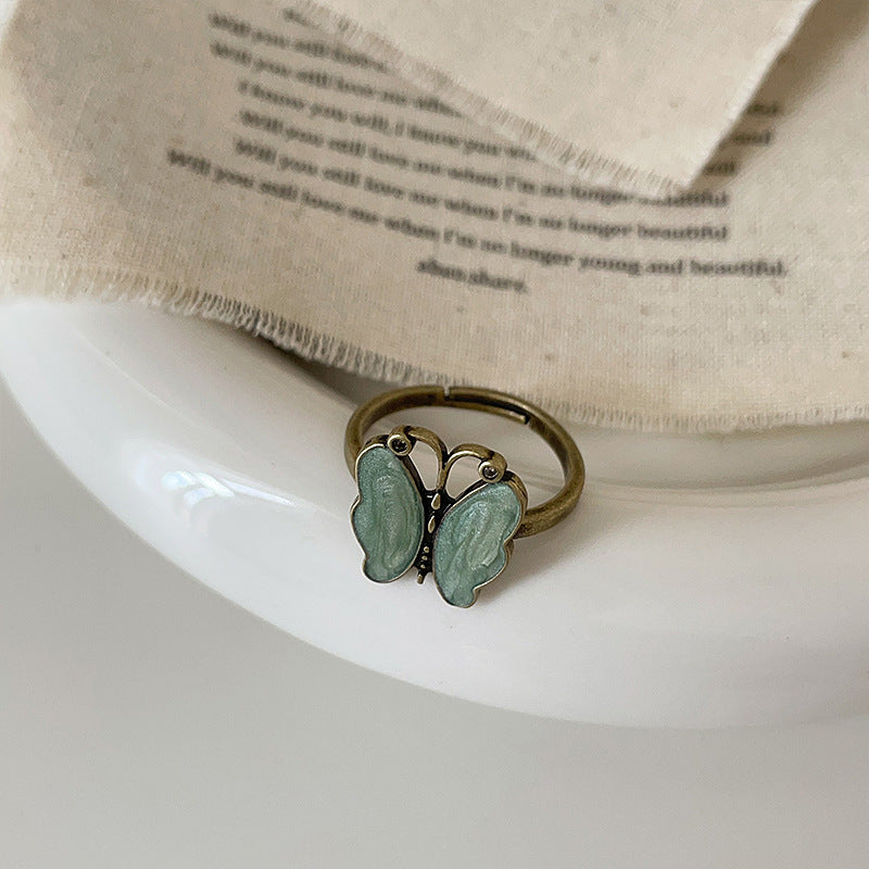 Enamel Butterfly Flower Ring — ring, view 3