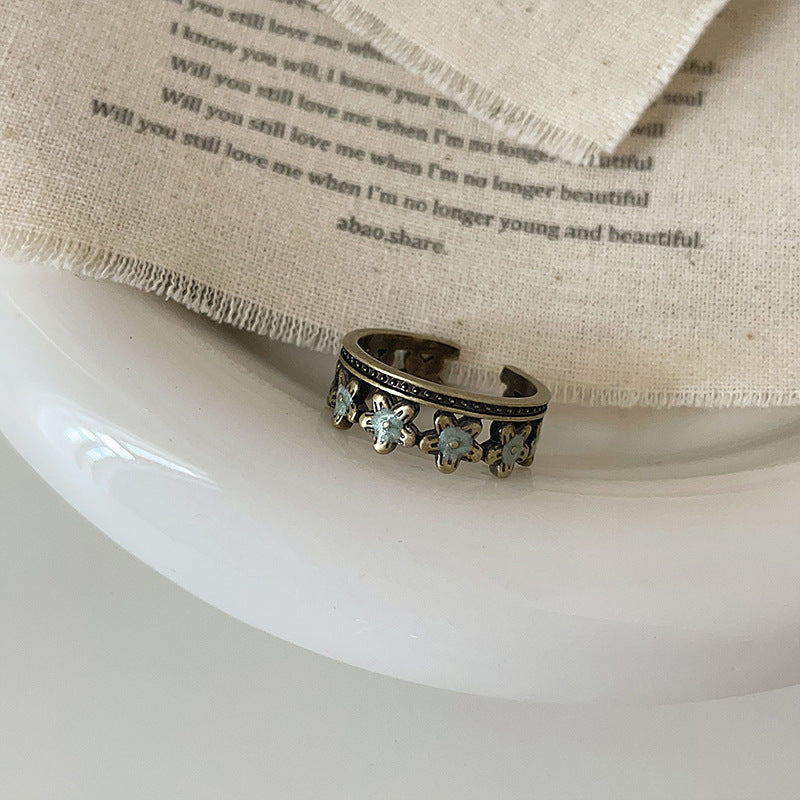 Enamel Butterfly Flower Ring — ring, view 4