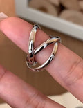 Criss Cross Wrapped Rhinestone Ring — silver ring