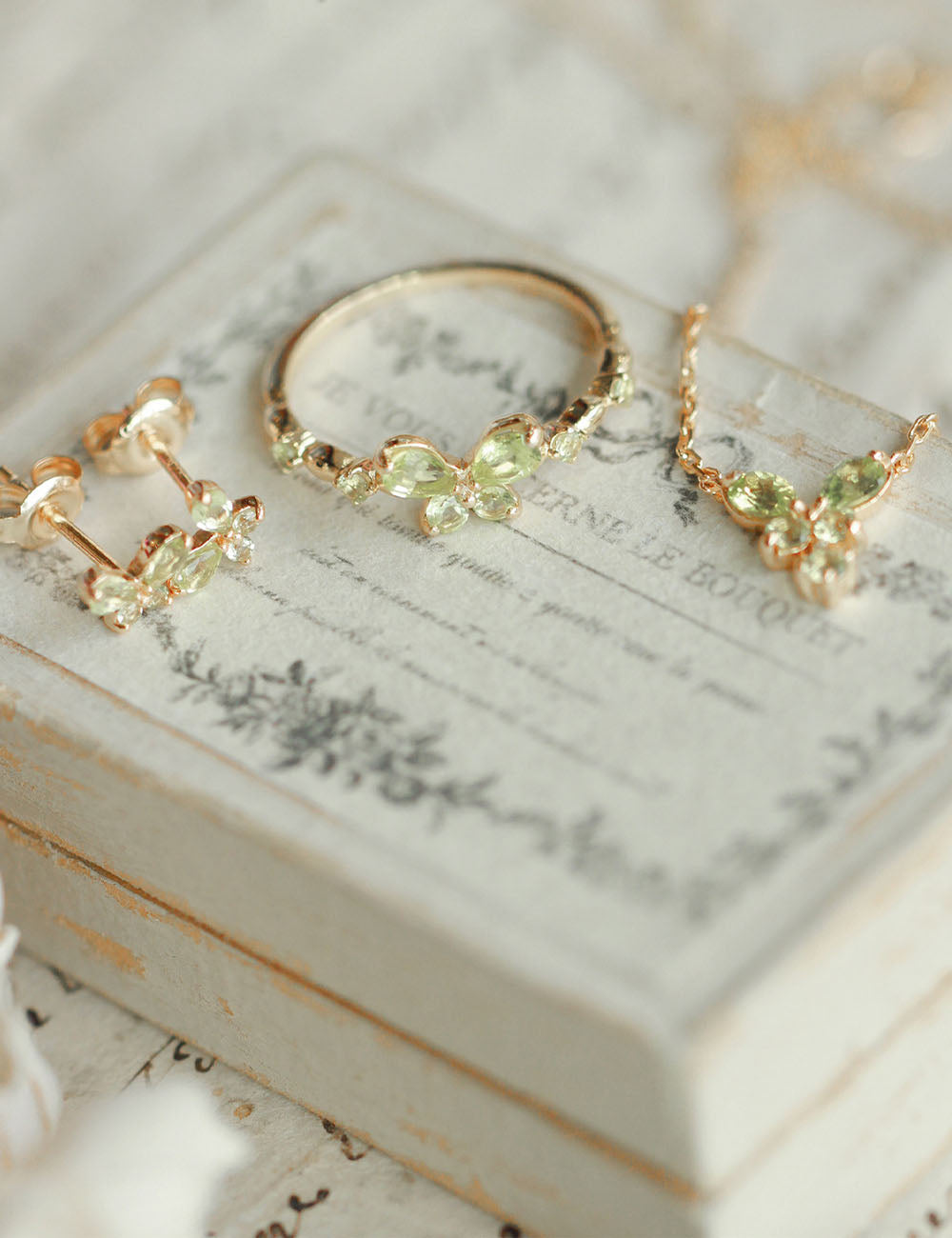 Green Crystal Butterfly Ring — ring