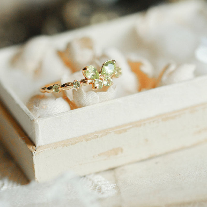 Green Crystal Butterfly Ring — ring, view 2