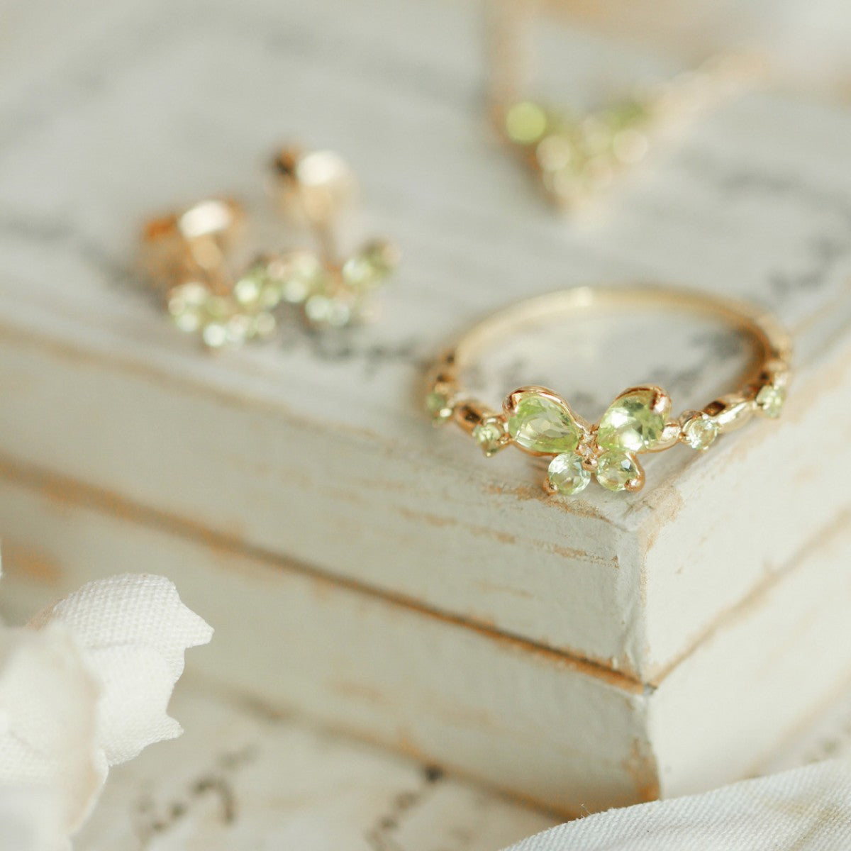 Green Crystal Butterfly Ring — ring, view 5