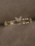 Rhinestone Butterfly Layered Open Ring — gold ring